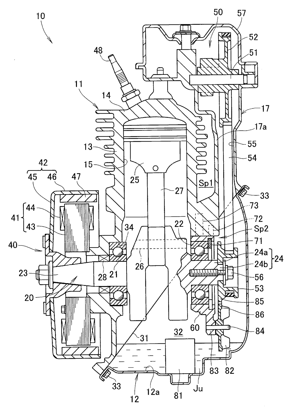 Overhead camshaft engine