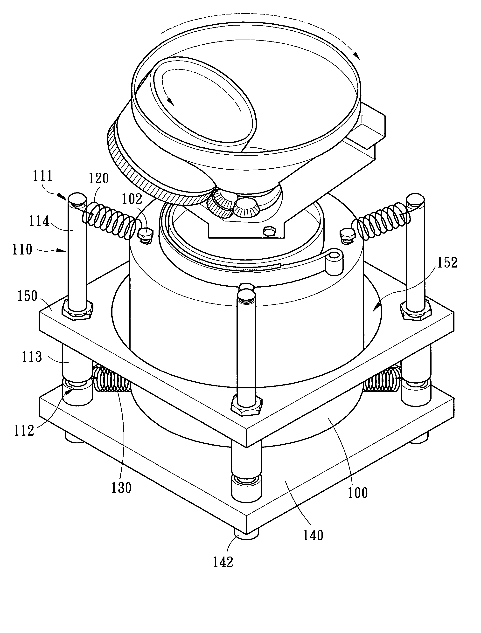 Anti-vibration mechanism for dental impression material mixer