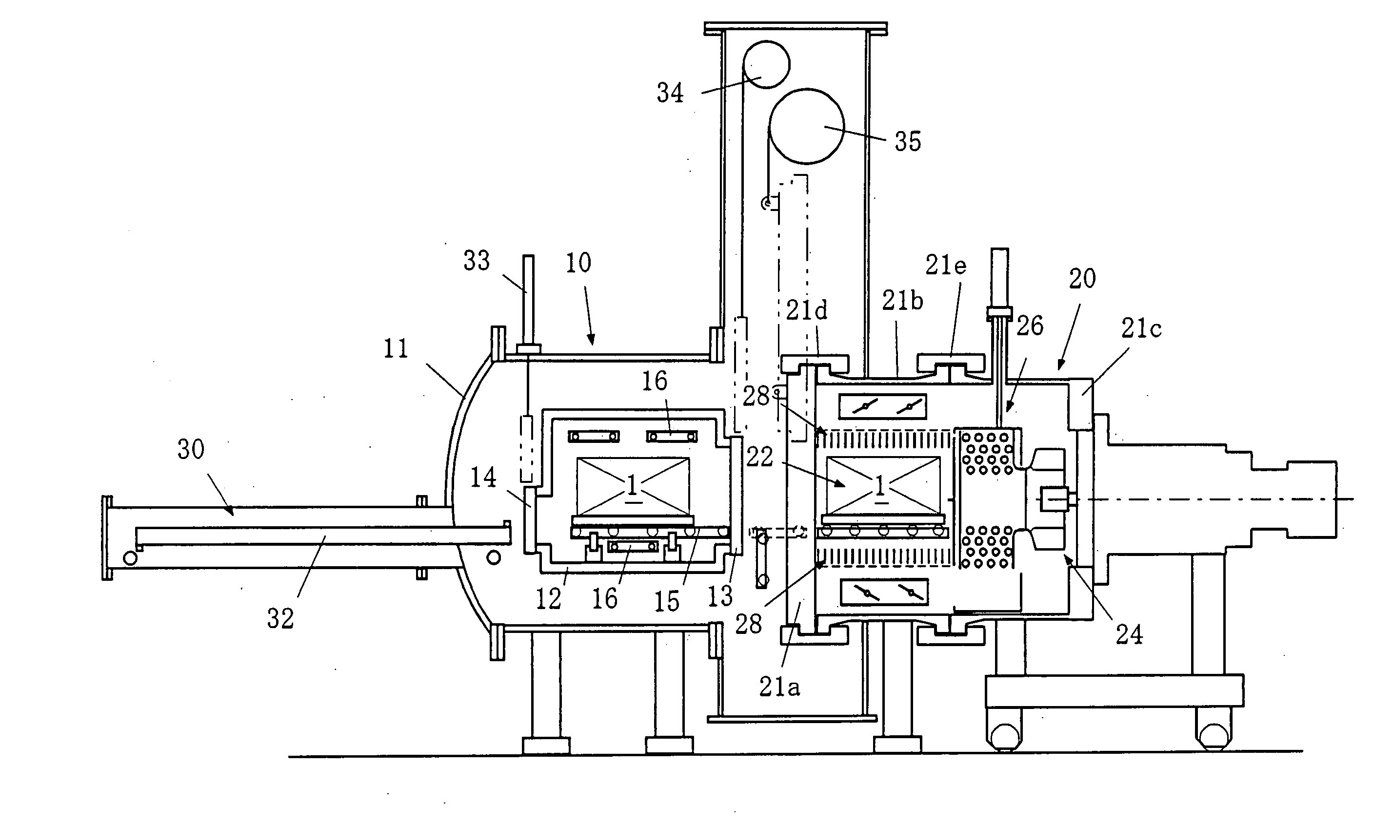 Gas cooling type vacuum heat treating furnace and cooling gas direction switching device therefor