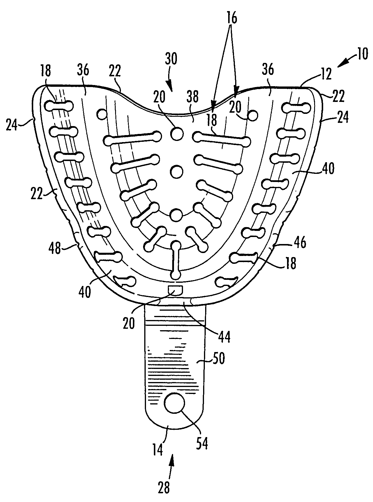 Dental tray for obtaining dental impression of edentulous patient