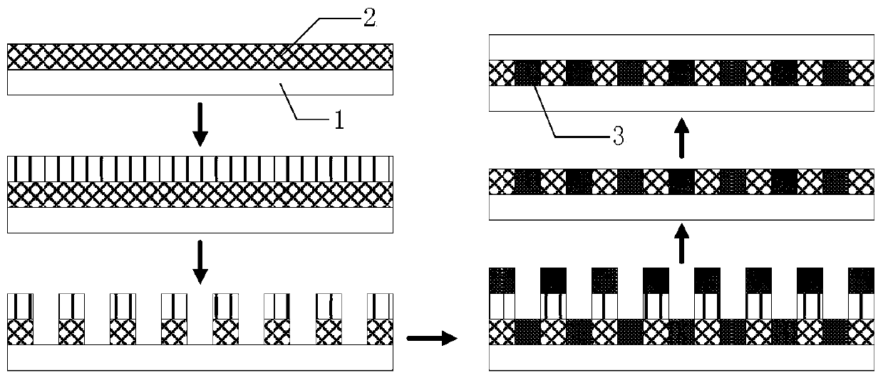 Voltage-modulated periodic subwavelength metal grating filter and preparation method thereof