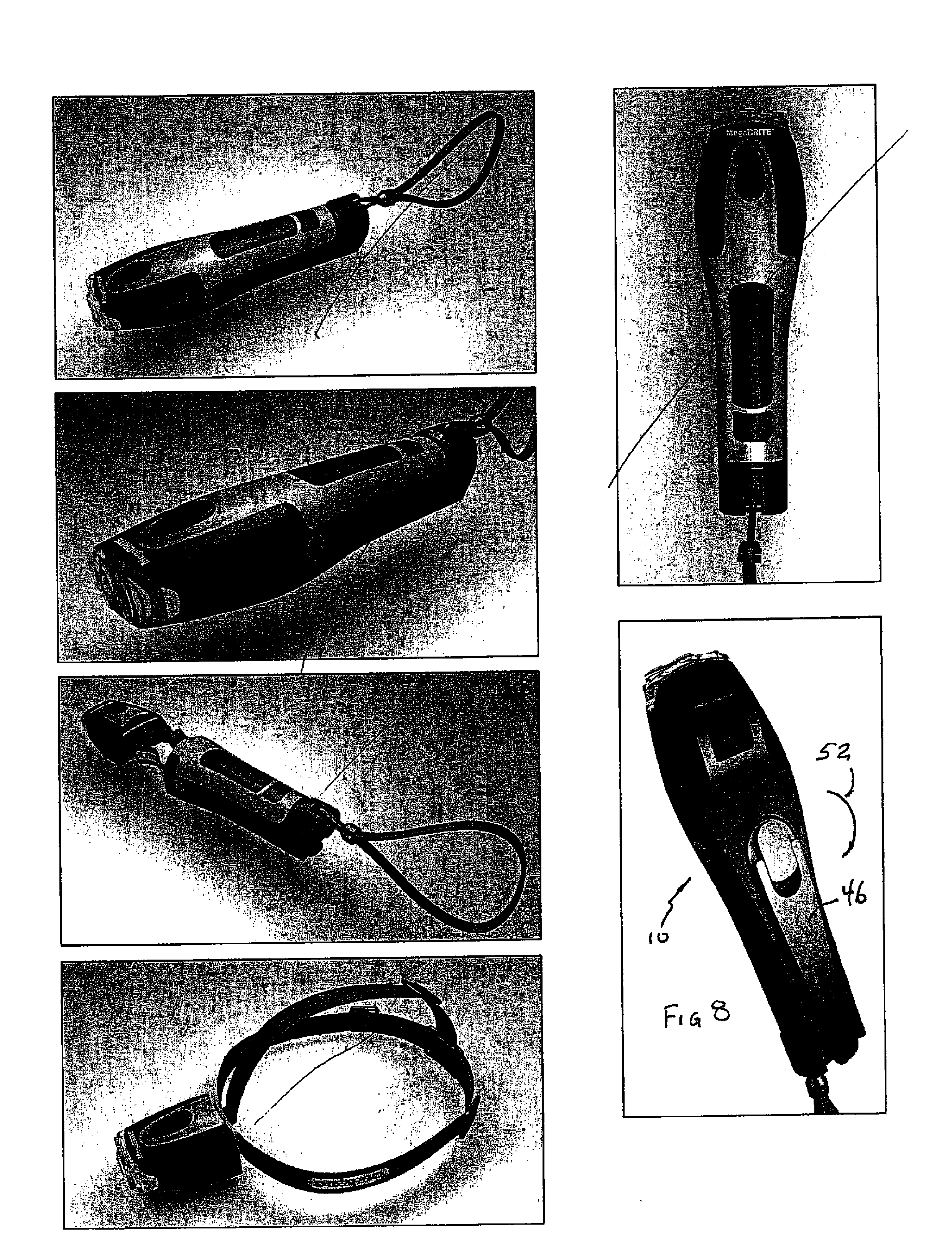 Automotive headlamp with strap-receiving compartment