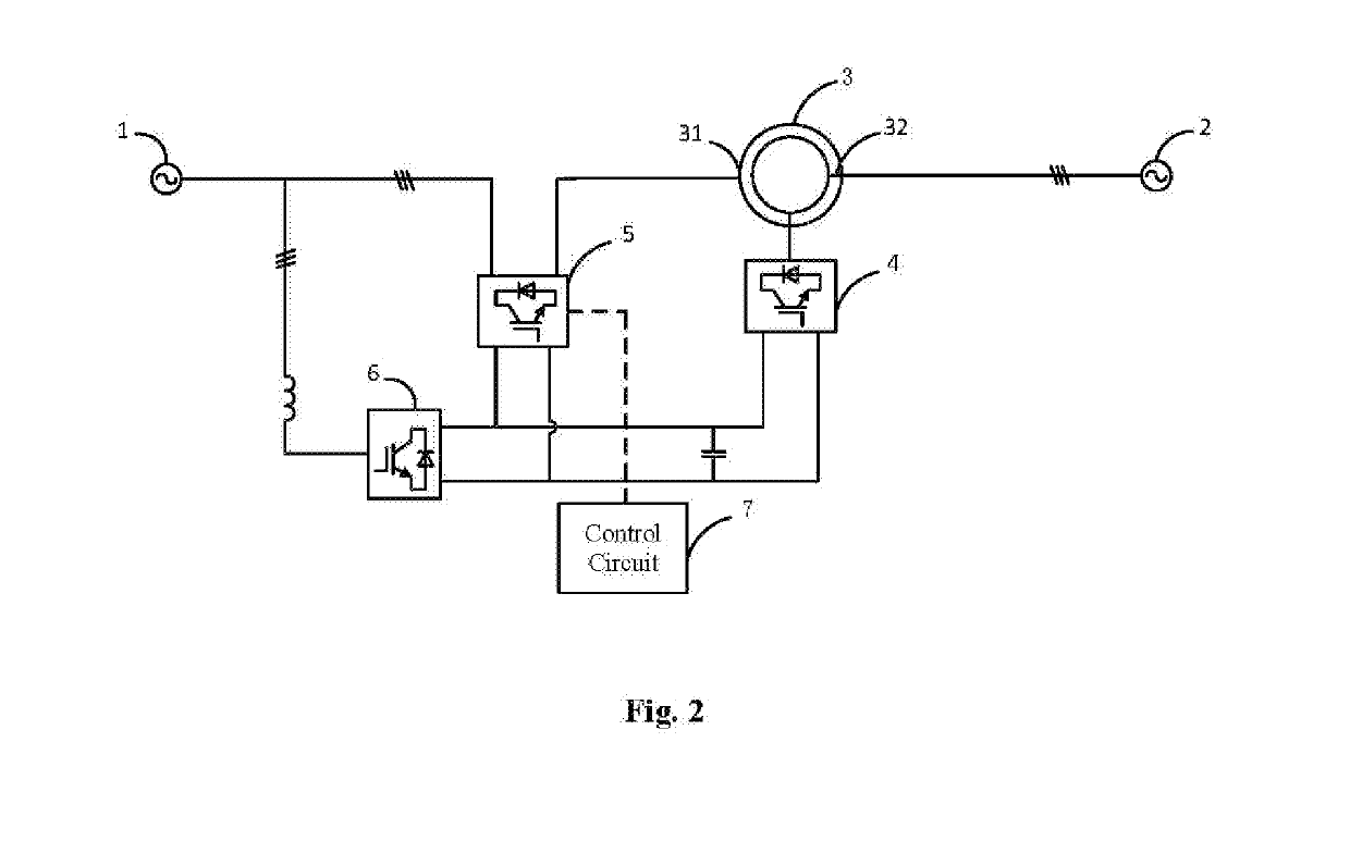 Fault ride-through circuit with variable frequency transformer and control method thereof