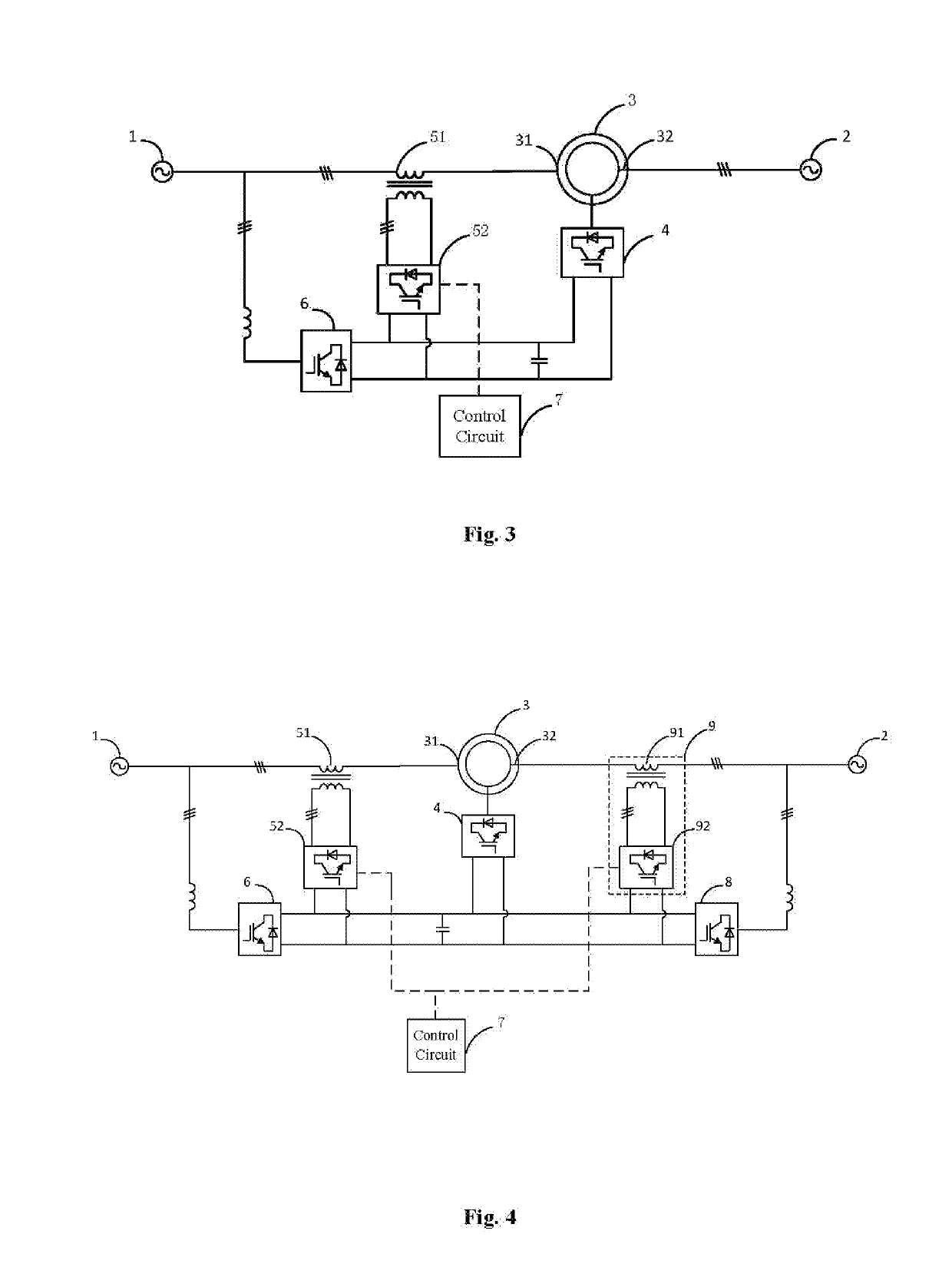 Fault ride-through circuit with variable frequency transformer and control method thereof