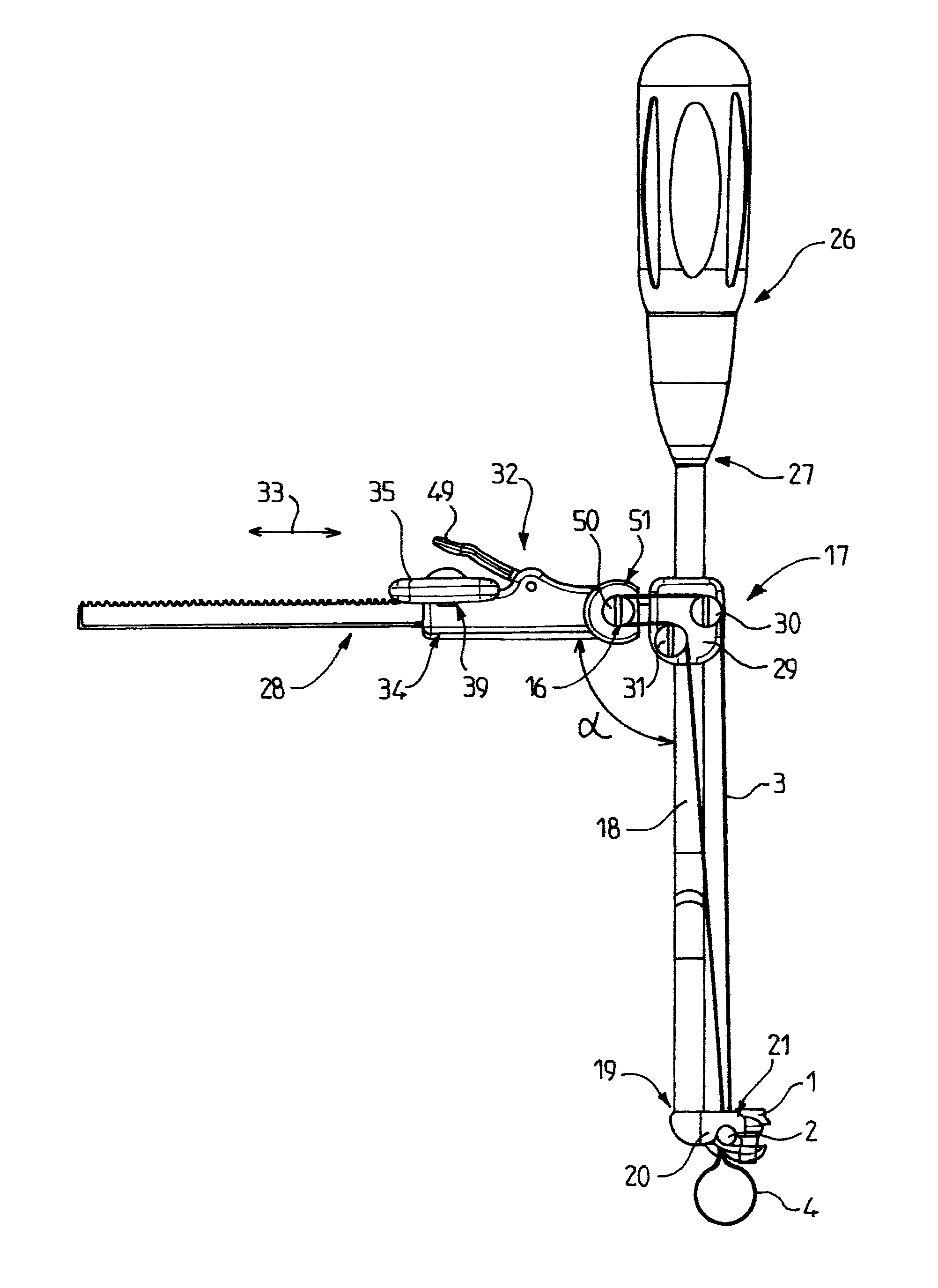 Device for tensioning a flexible band