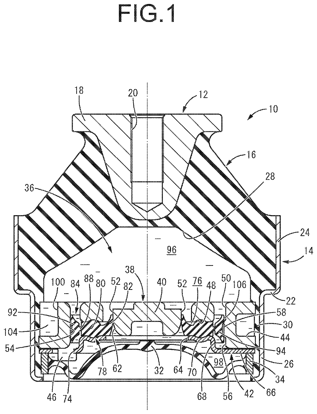 Fluid-filled vibration-damping device