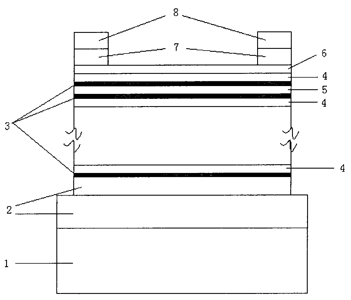 Quantization Hall resistance element containing multilayer two-dimension electron gas and method for producing the same