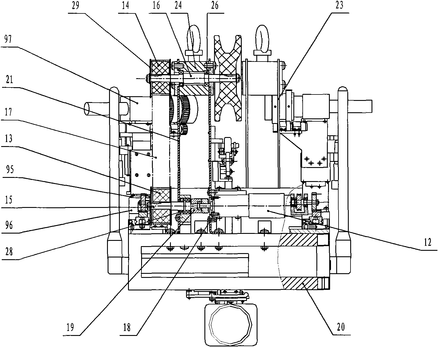 Arm extending type braking multi-CCD full-angle route inspecting robot