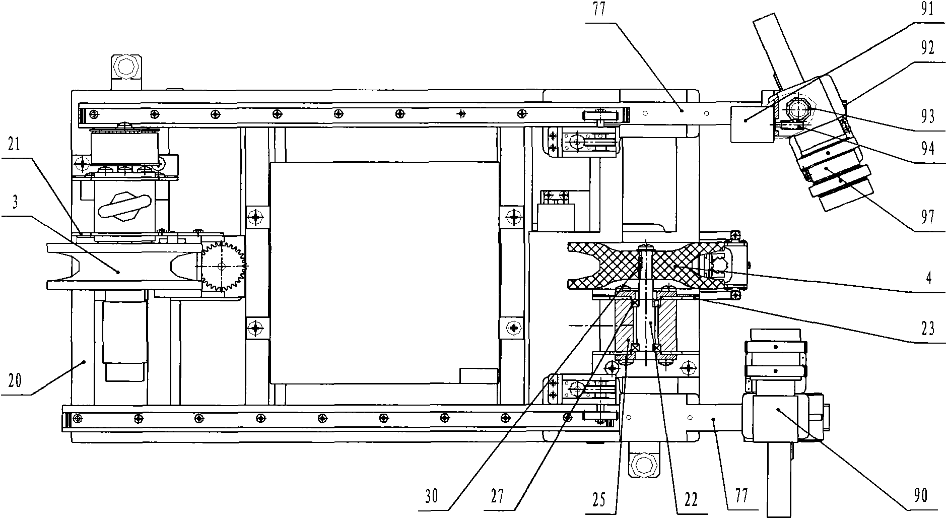 Arm extending type braking multi-CCD full-angle route inspecting robot