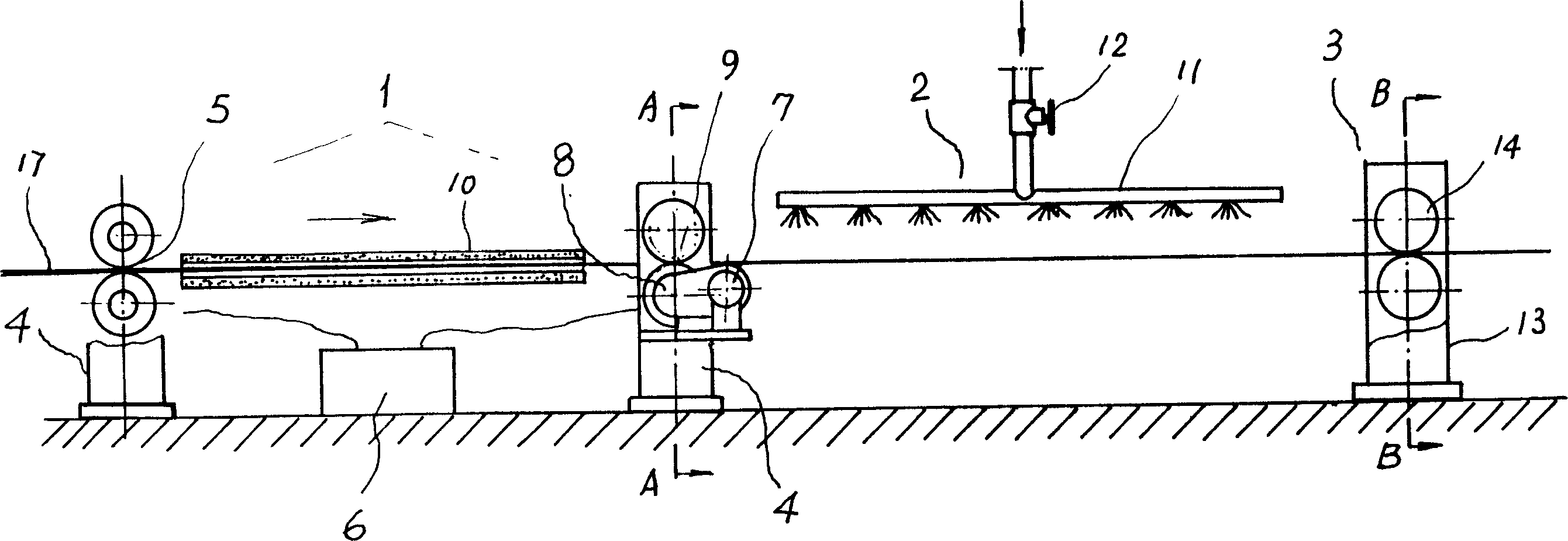 Composite working technology of steel wire heat treatment and straigthening and device thereof