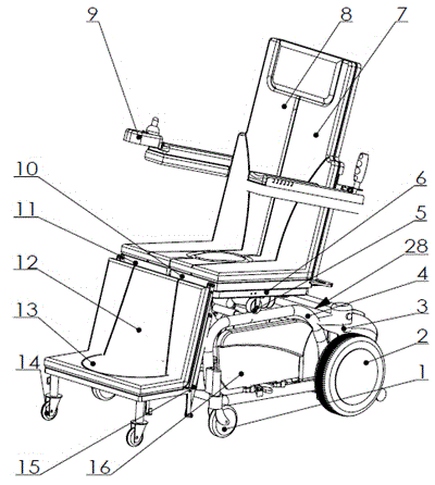 Standing and lying type wheelchair with turnover function