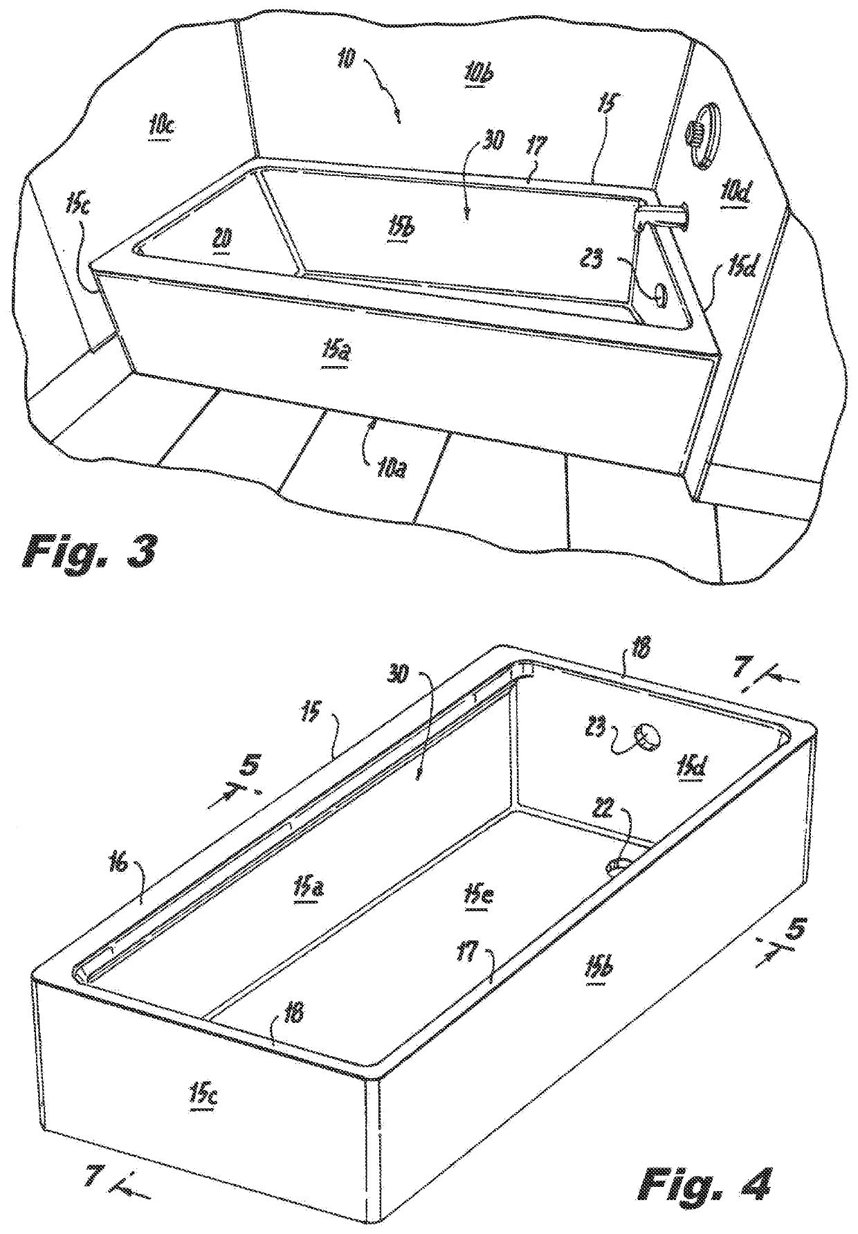 Bathtub fitting standard external space while affording safe egress and larger floor area with enclosed volume