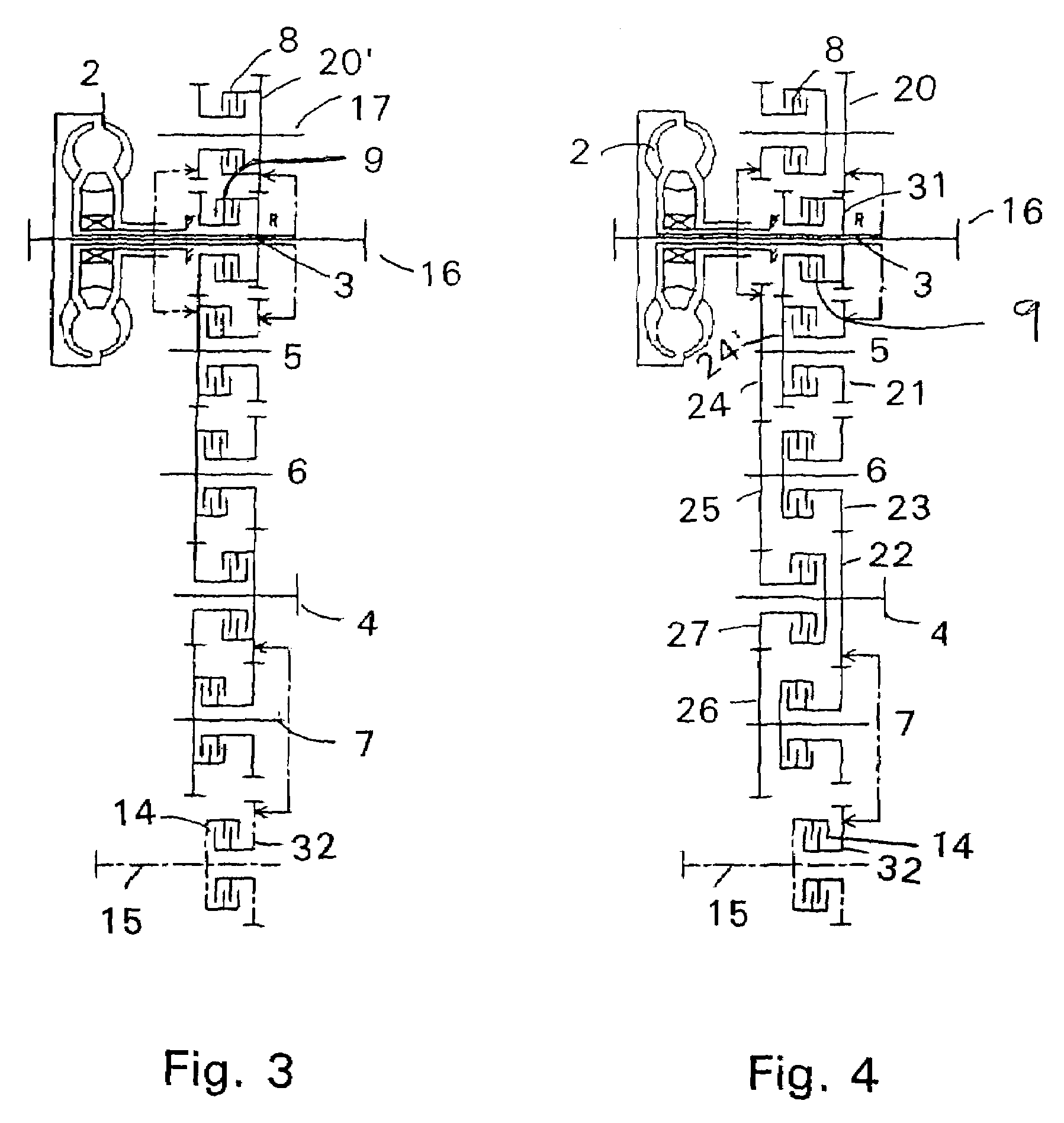 Powershift gearbox for construction machines, especially for a tractor backhoe loader and a telescopic handler