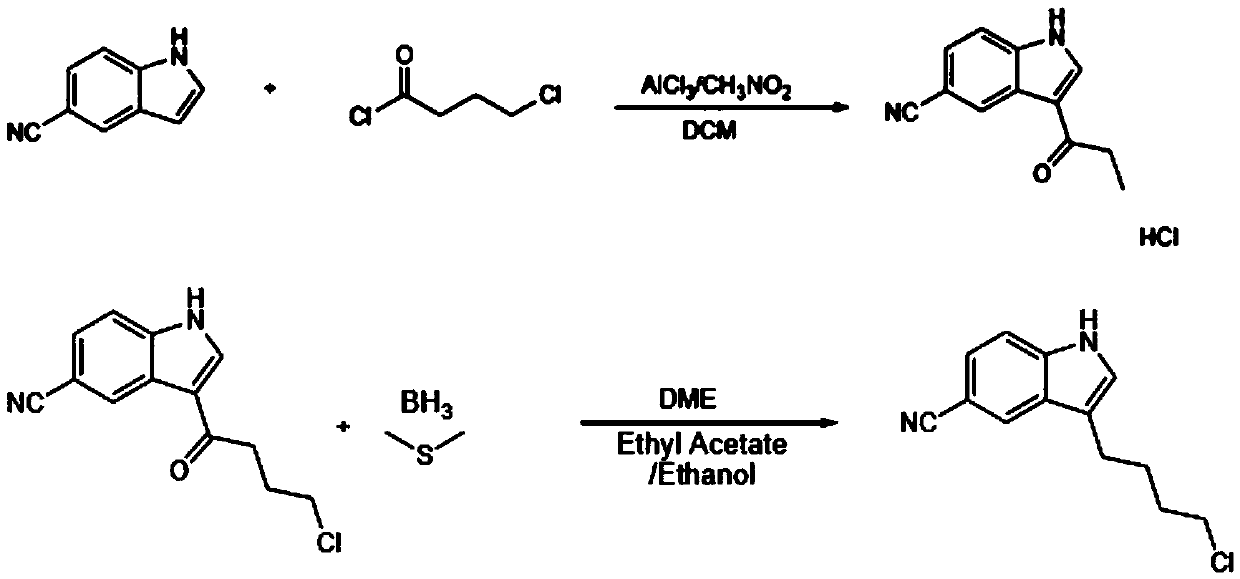 Production process of 3-(4-chlorobutyl)indole-5-carbonitrile