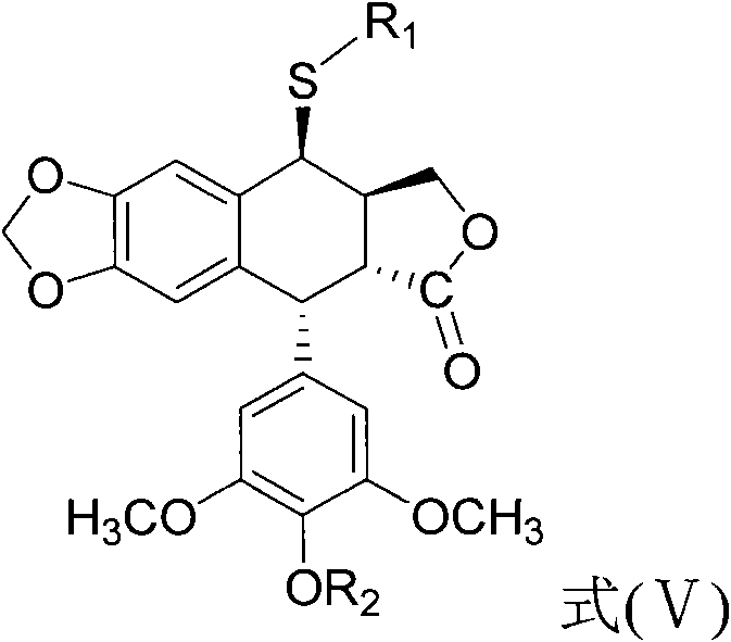 Sulfur-substituted podophyllum derivative and synthetic method and application thereof