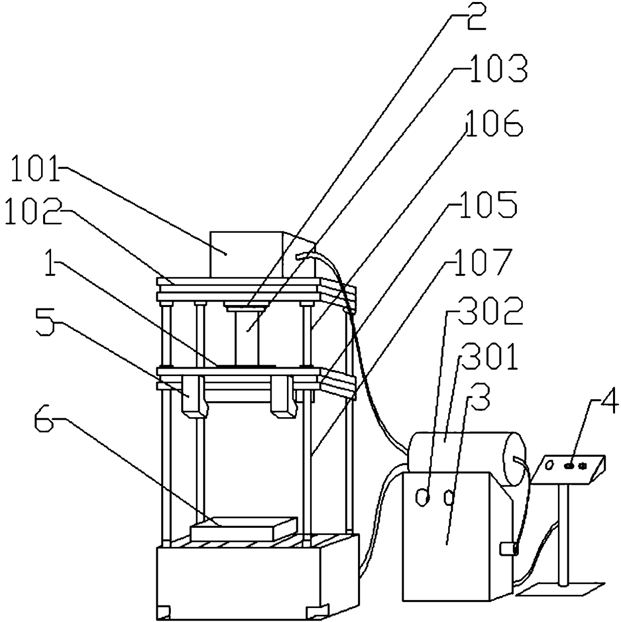 Curved-surface hydraulic device for forming of air conditioner reservoir compressor connection bracket