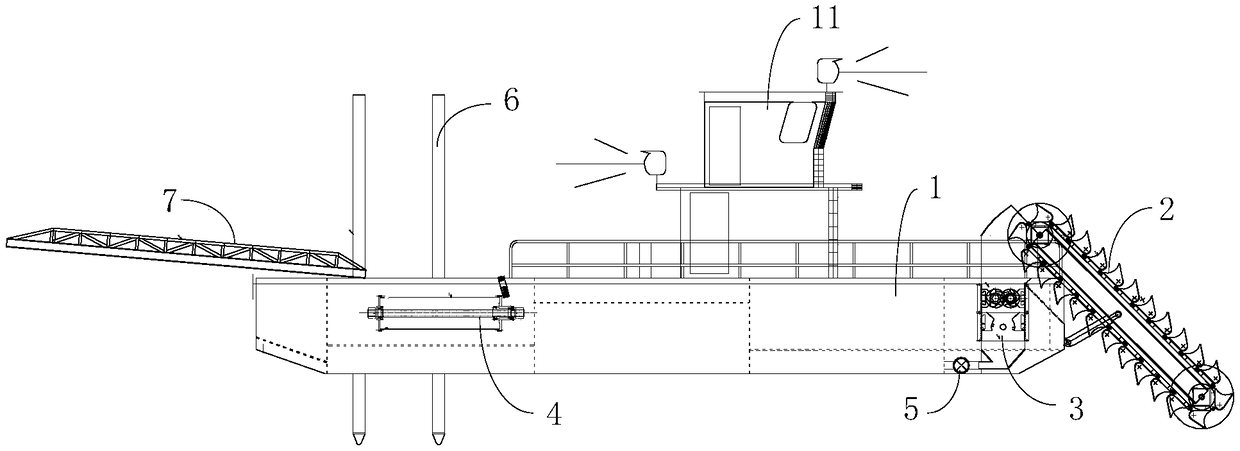 Silt dehydration device and desilting and silt drying ship provided with same