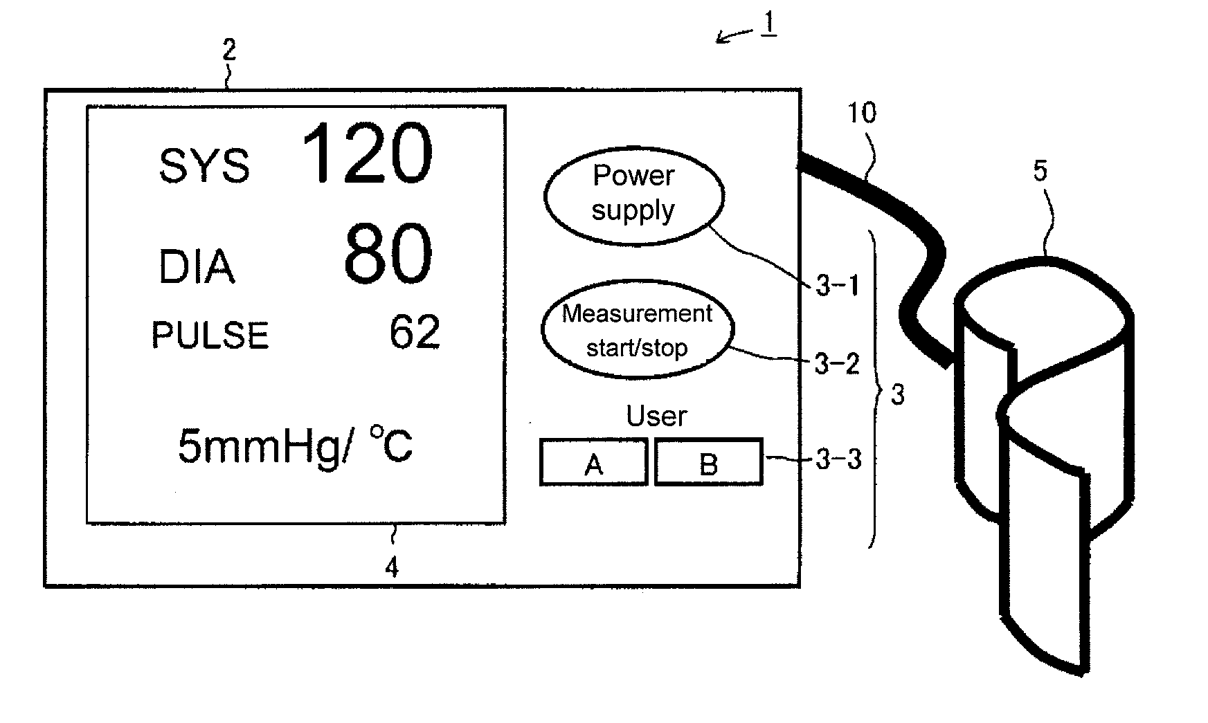 Blood pressure measurement device for performing process taking change of measurement environment into consideration