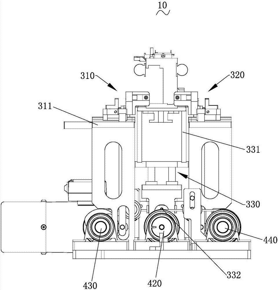 A positioning mechanism on an assembly line