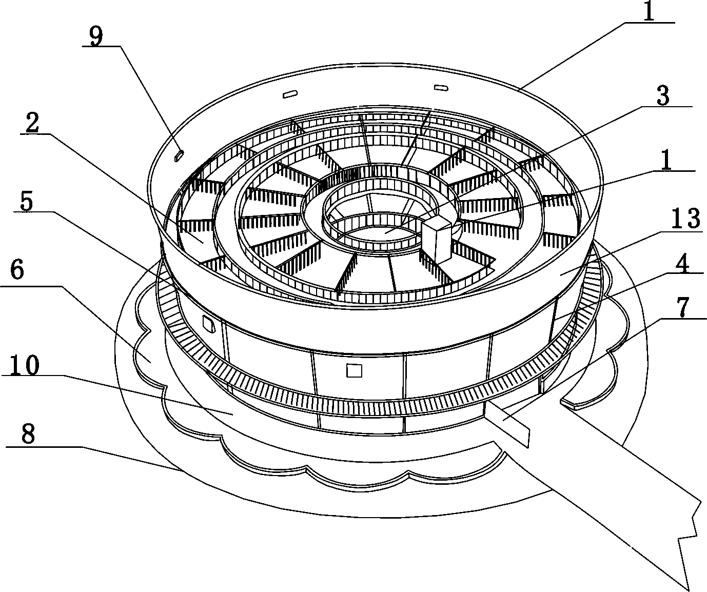 Annular and stereoscopic ecological cycle pig raising system