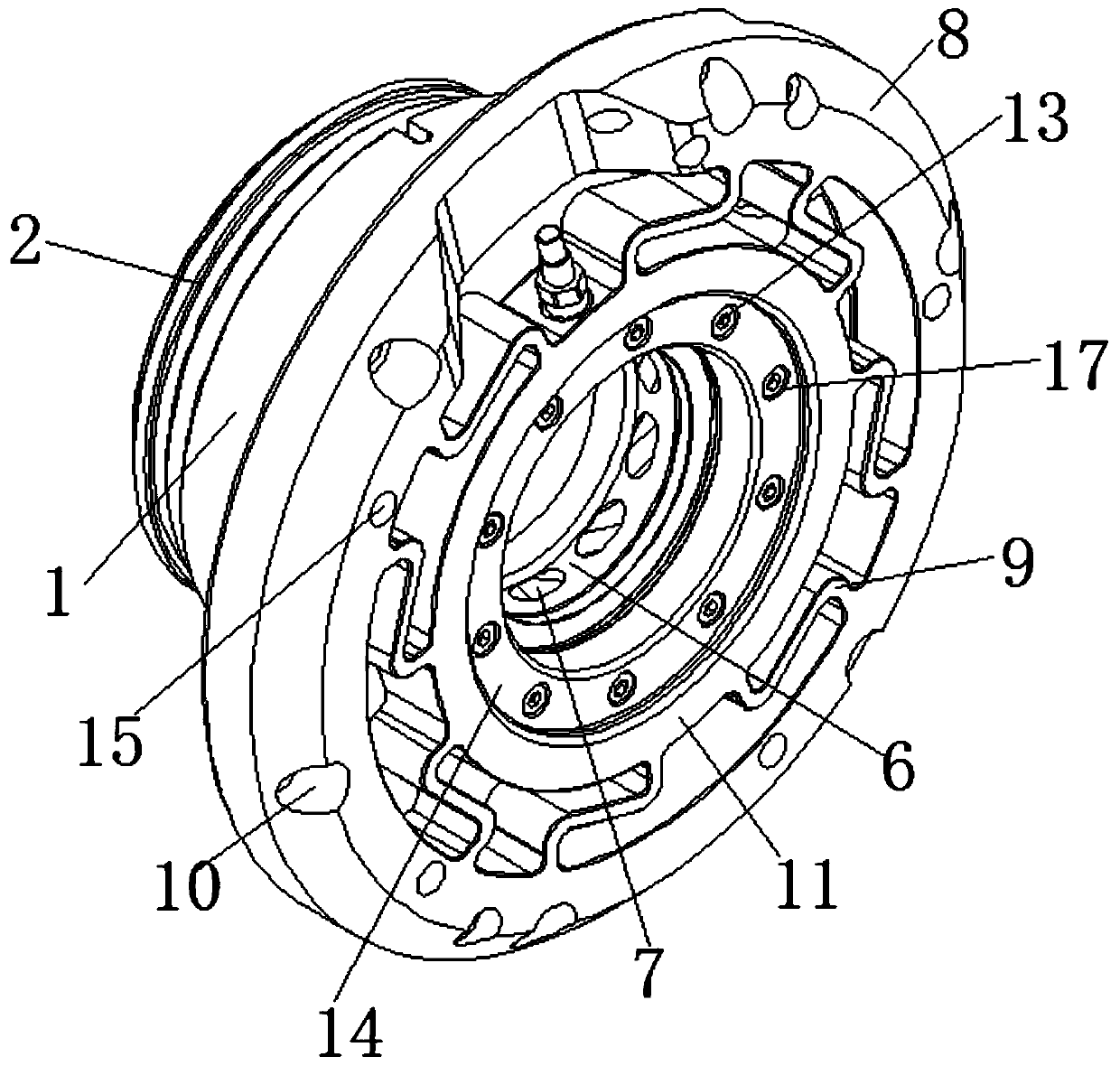 An integrated shock absorption test tool for a turbocharger dynamic balance test machine