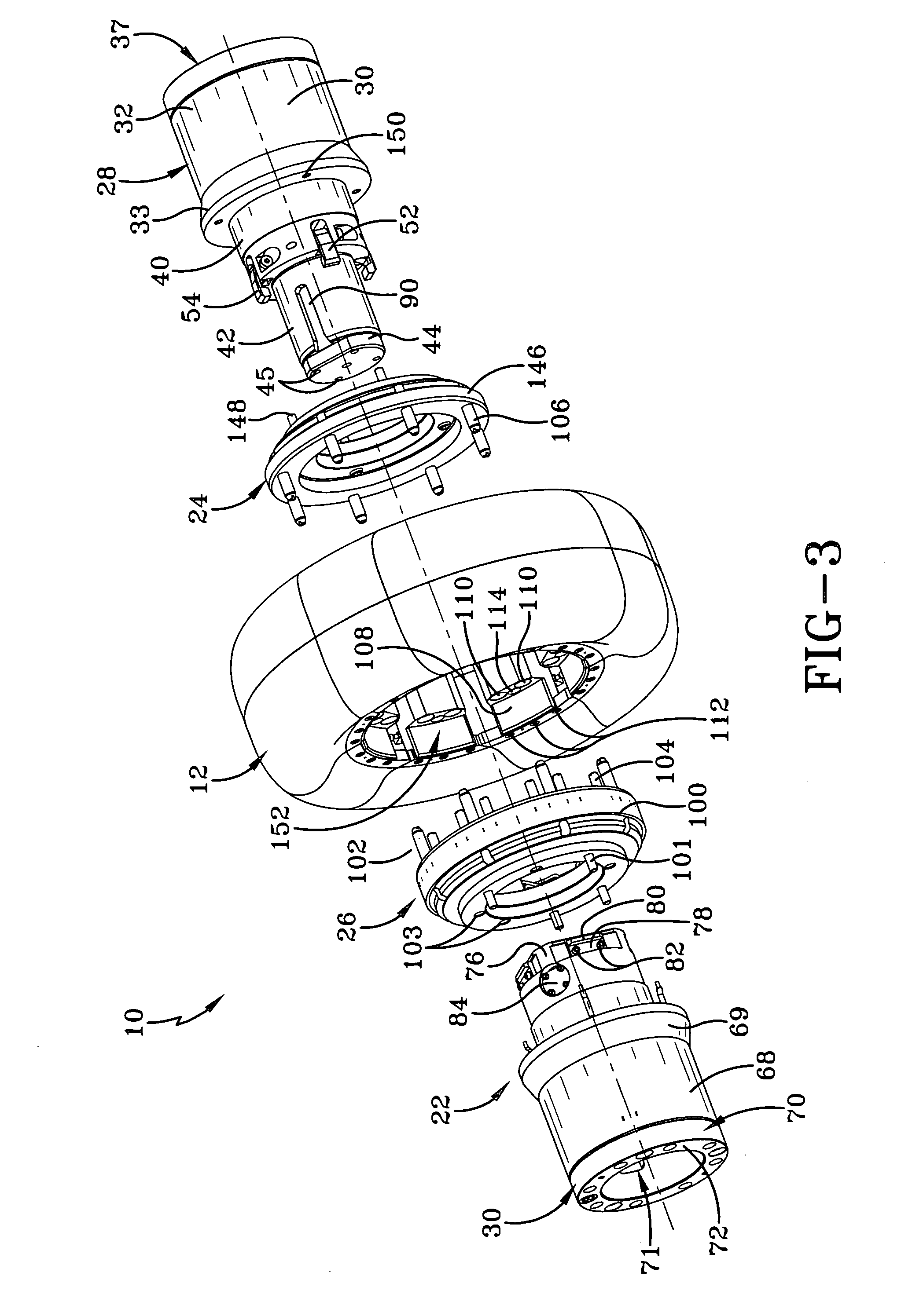 Tire building core latching and transport mechanism