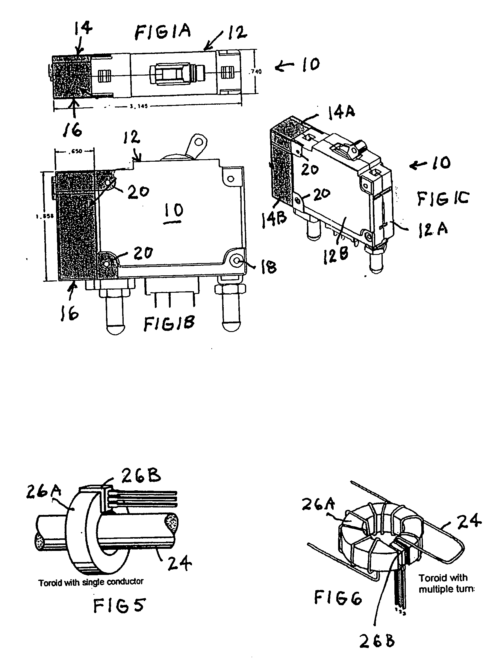 Apparatus comprising circuit breaker with adjunct sensor unit