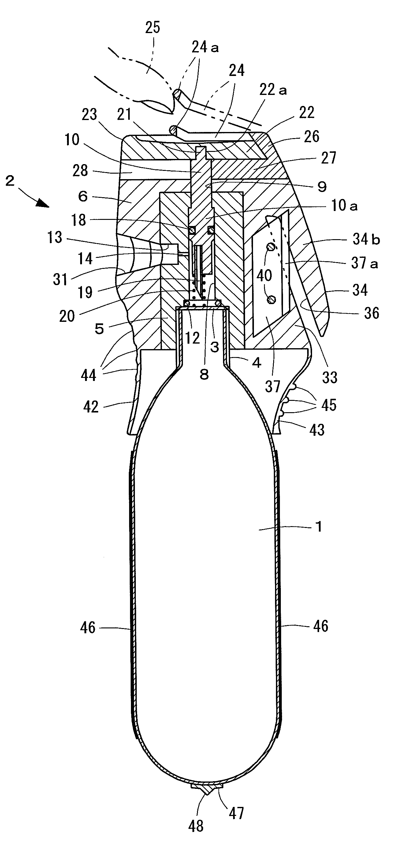 Fire extinguisher gas ejector