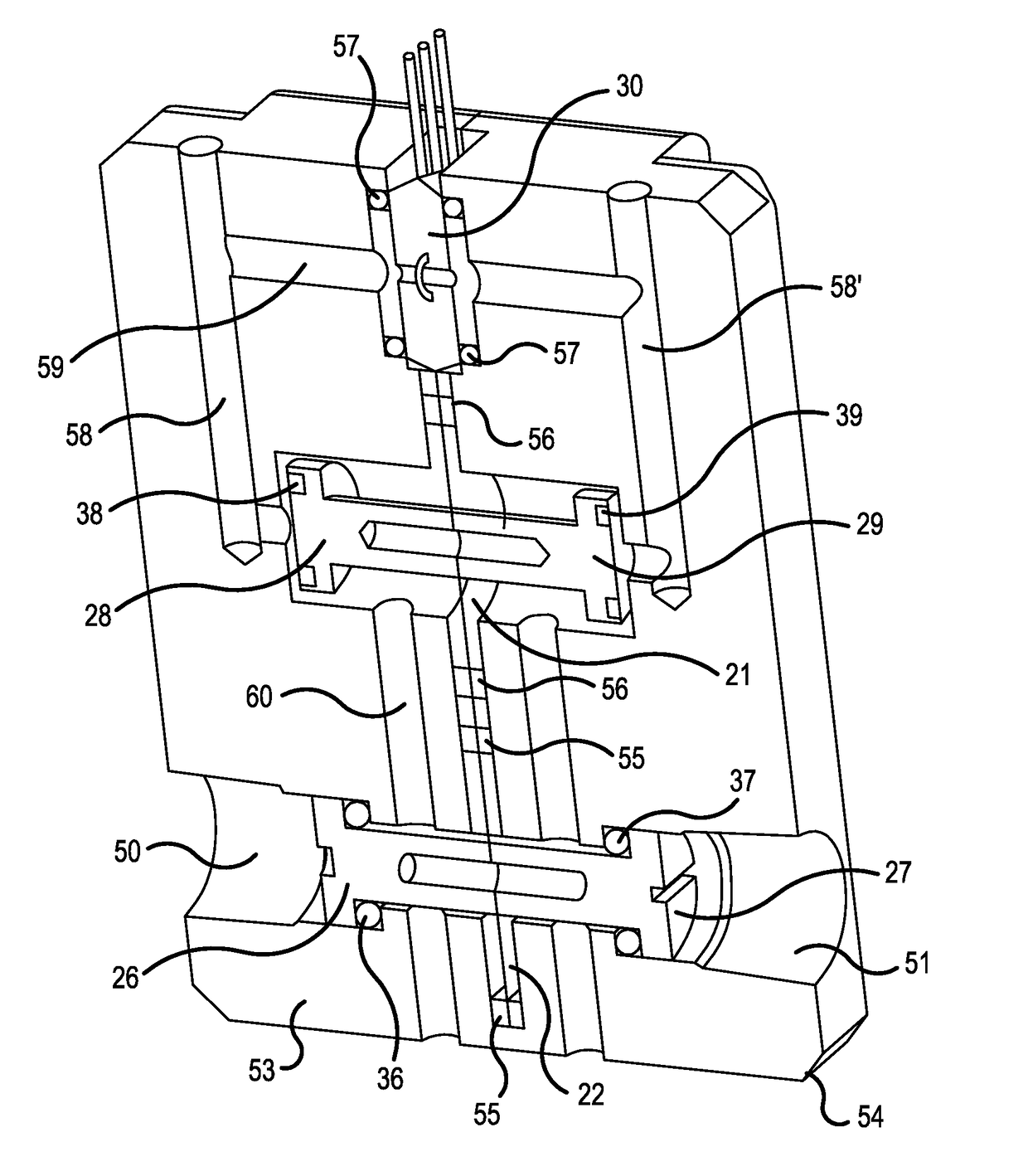 Differential pressure transducer assembly with overload protection