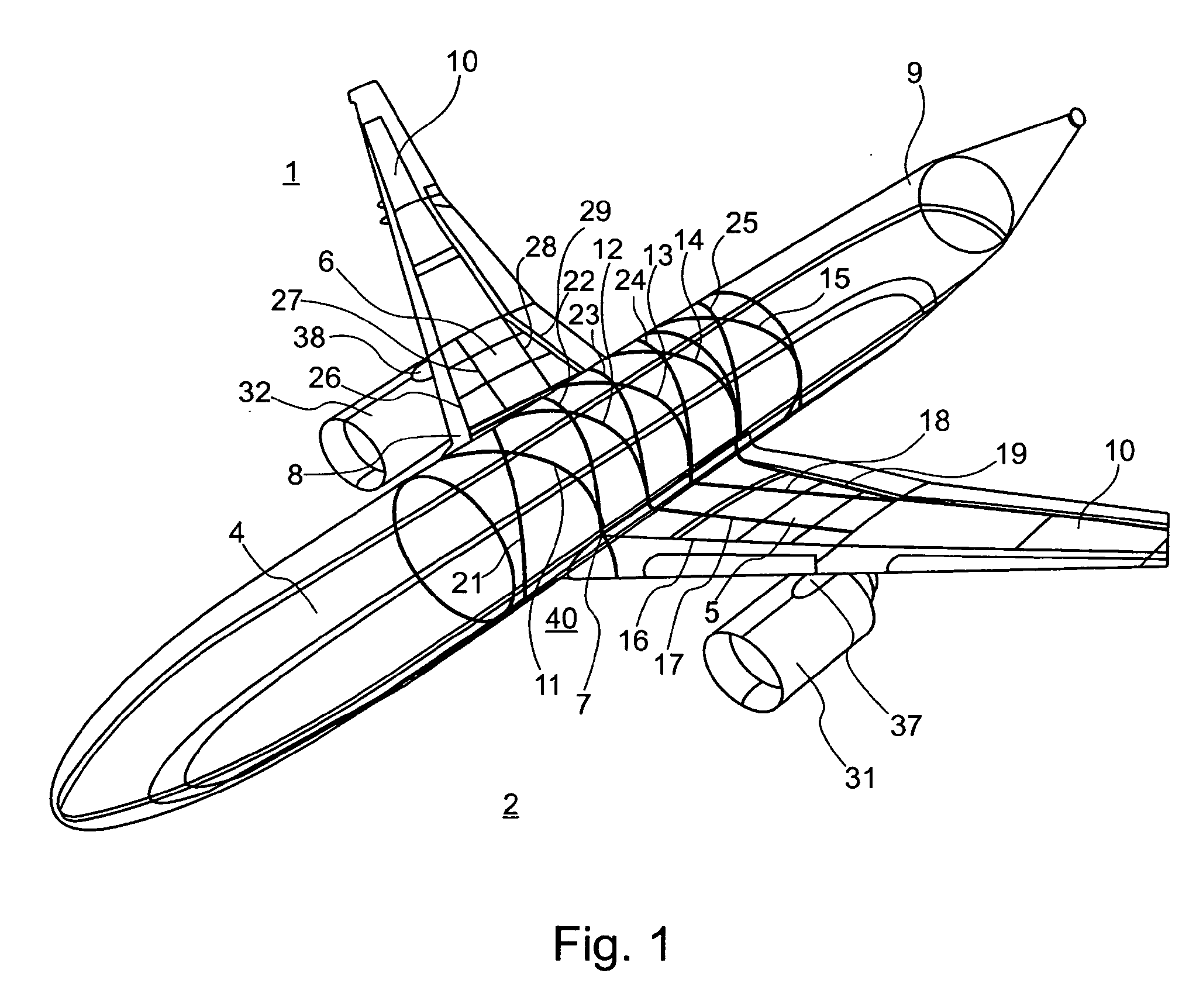 Wing-fuselage section of an aircraft