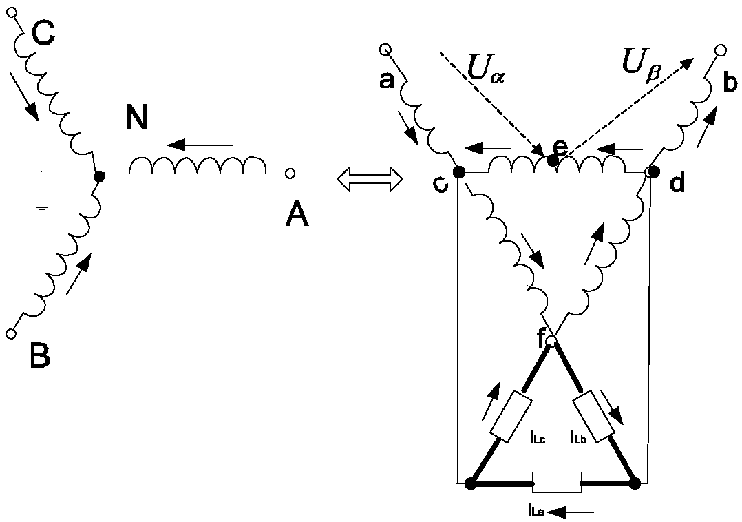 Balancing transformer based on reverse-A wiring and power supply method thereof