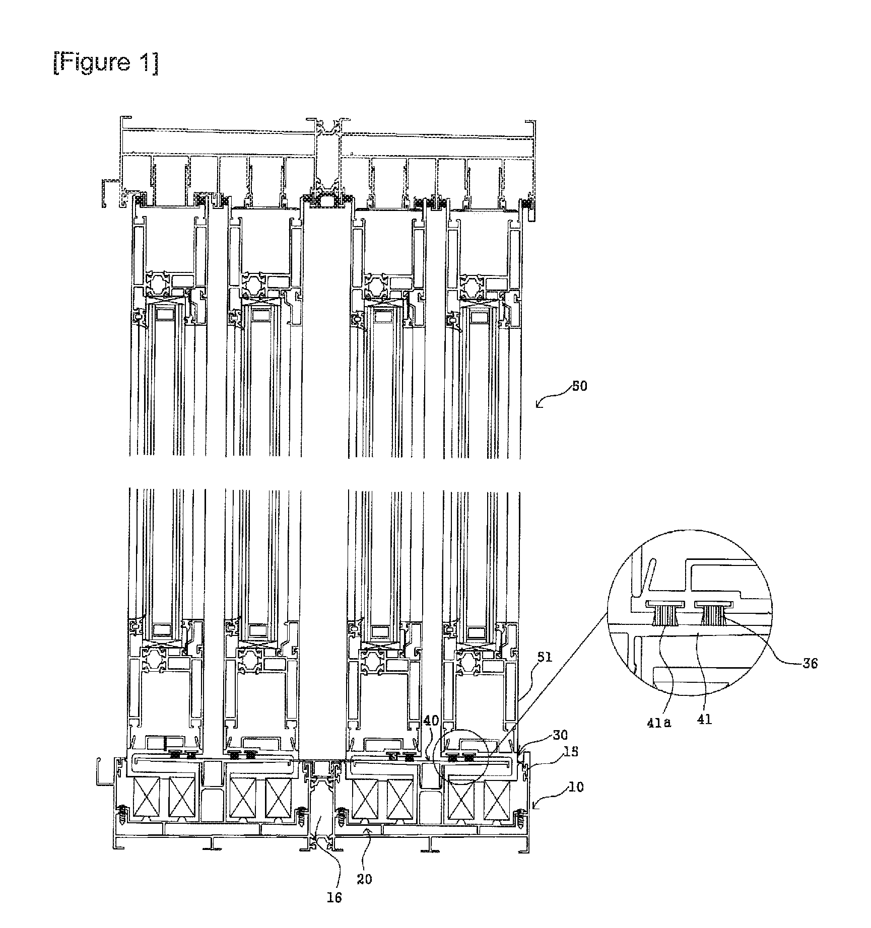 Window/ door system with flat track having "c"-shaped roller supports