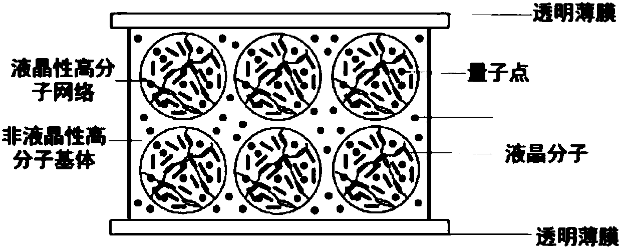 Optical film of liquid crystal/polymer composite material containing quantum dots and preparation method thereof