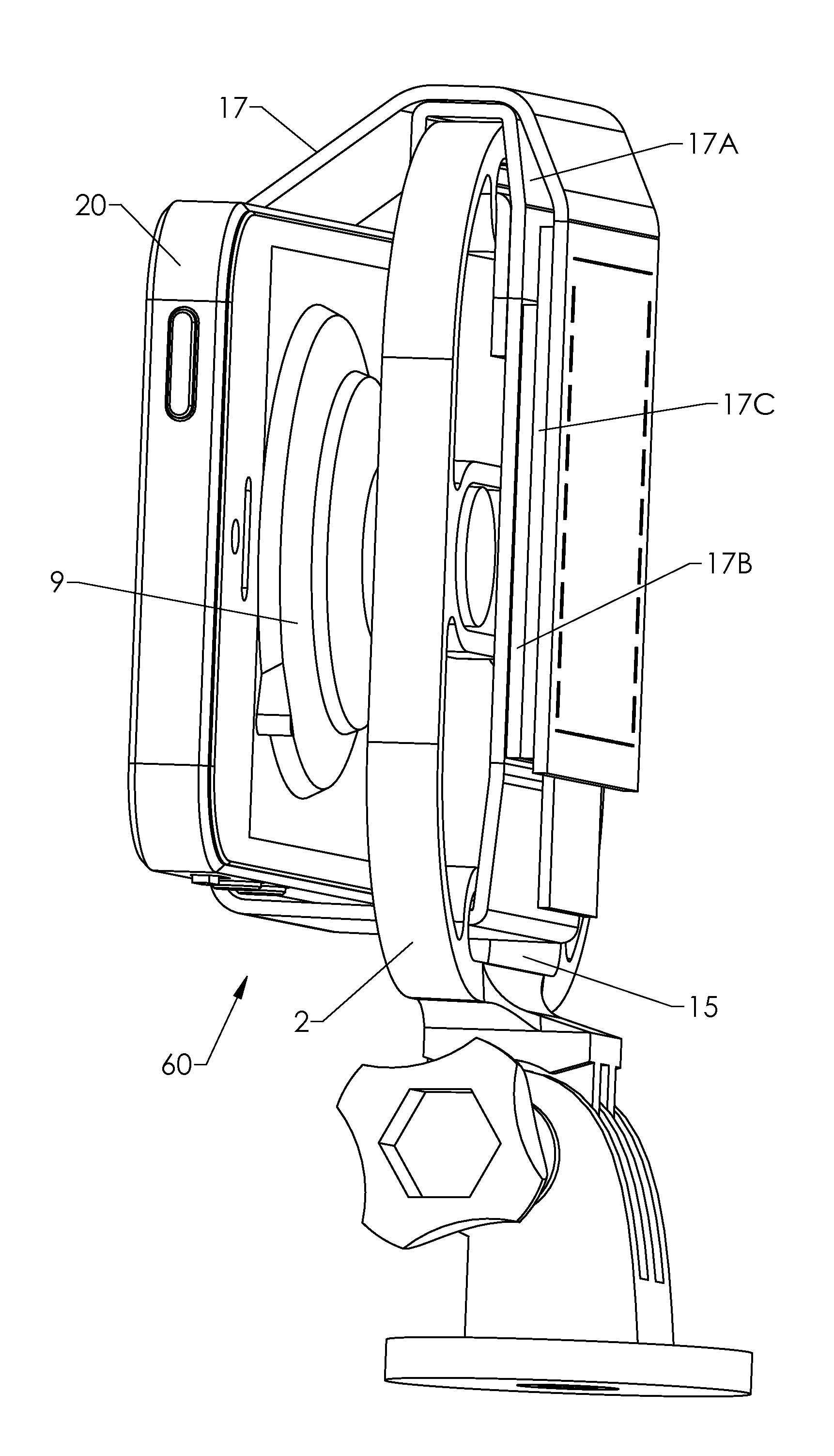 Suction Cup and Strap Mount for Action Video Recording with an Electronic Device