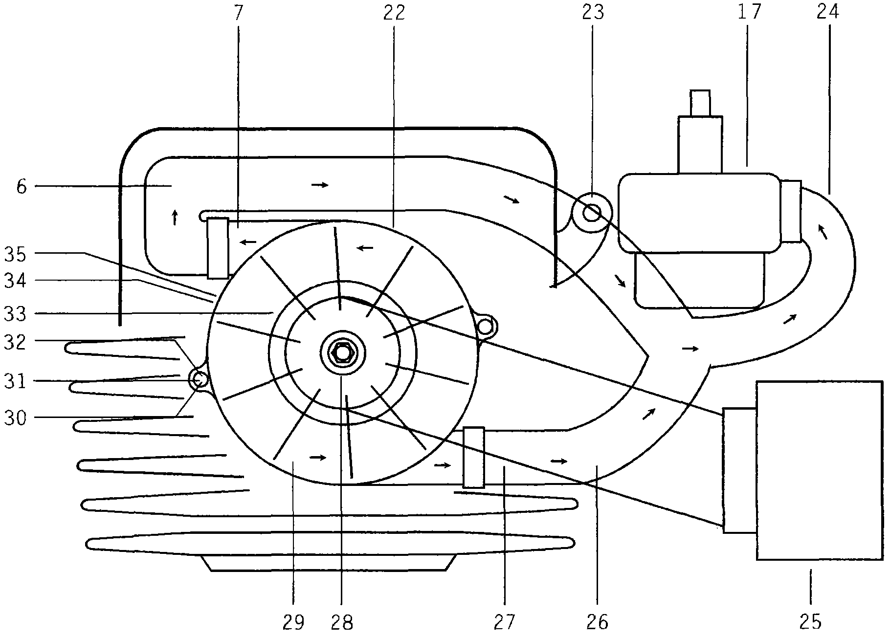 Energy-saving air blower supercharger of air cylinder head