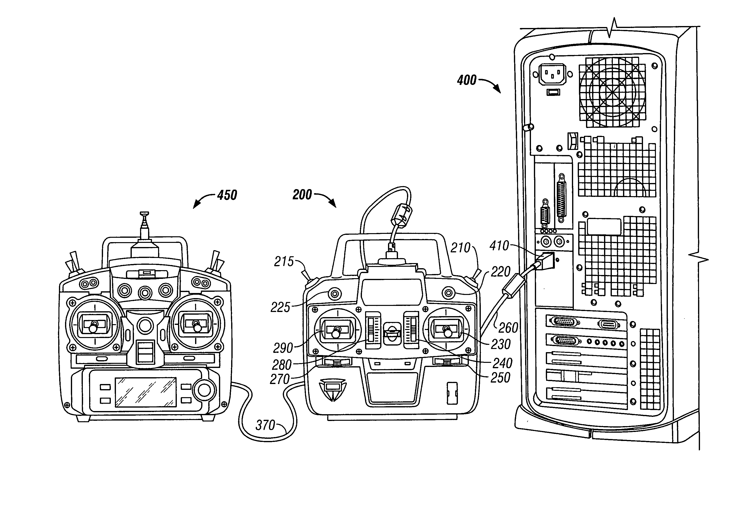 System and method for converting radio control transmitter and joystick controller signals into universal serial bus signals