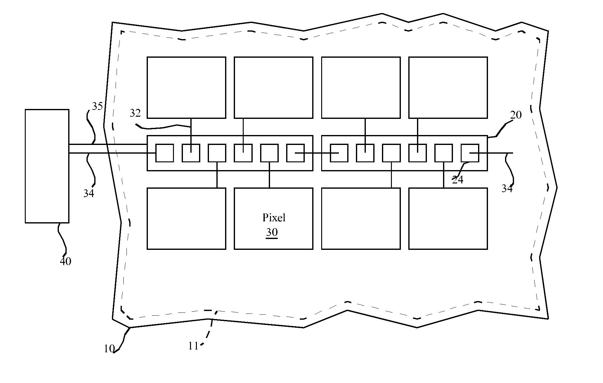 Chiplet display device with serial control