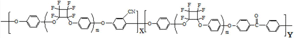 Polyaryletherketone containing nitrile group and perfluorocyclobutyl aryl-ether structure and synthetic method thereof