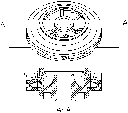 Gradient-type supporting method for selective laser melting forming of three-dimensional flow shrouded impeller