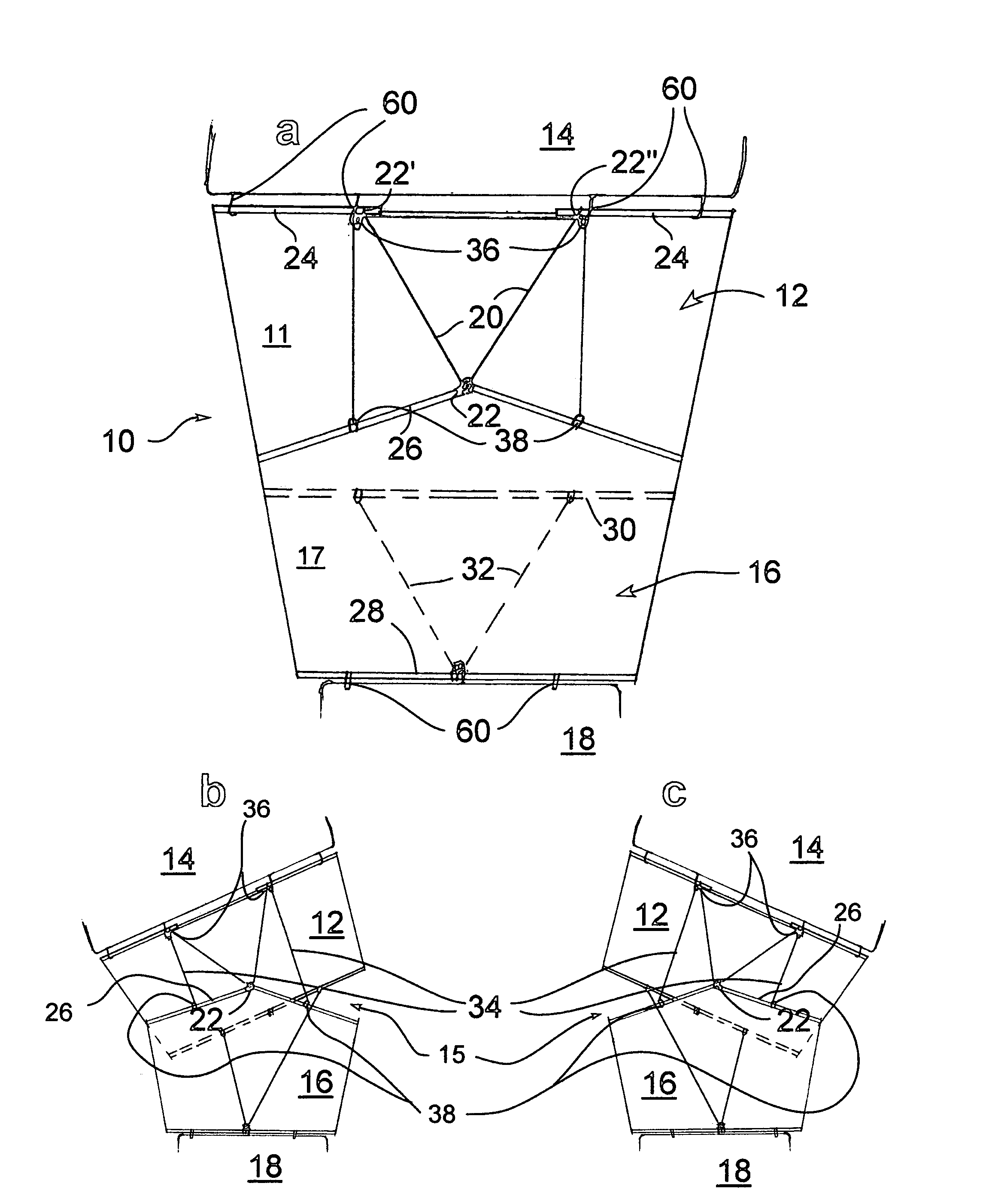 Articulated protective tarpaulin for towed vehicle