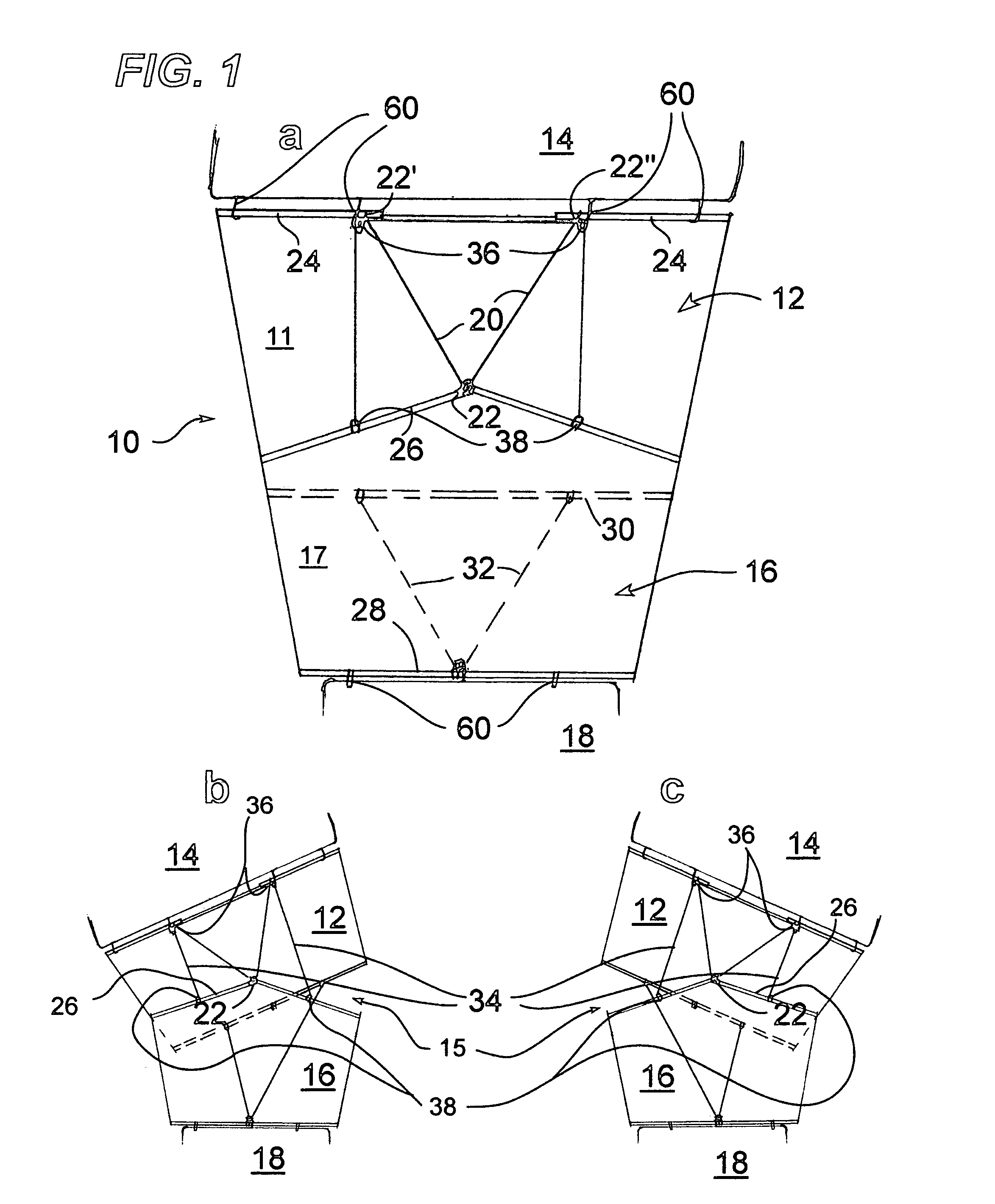 Articulated protective tarpaulin for towed vehicle