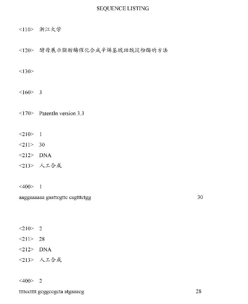 Method for catalyzing and synthesizing octenyl succinic anhydride modified starch ester through yeast show lipase