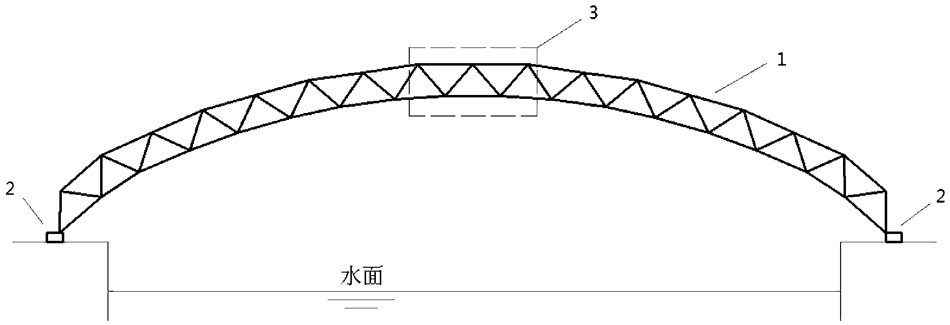 Crossing structure with arch-up amplitude capable of being automatically regulated