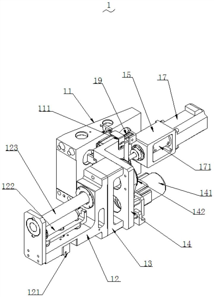 A pole piece driving and correcting device for a cylindrical lithium battery film making and winding machine