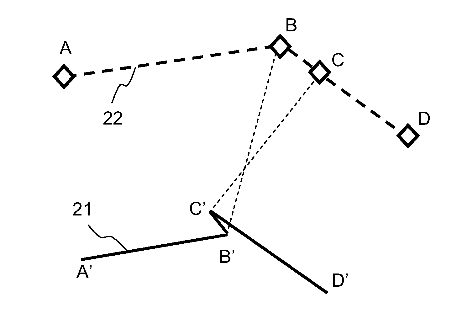 Method and device for calculating a path which is laterally offset with respect to a reference path