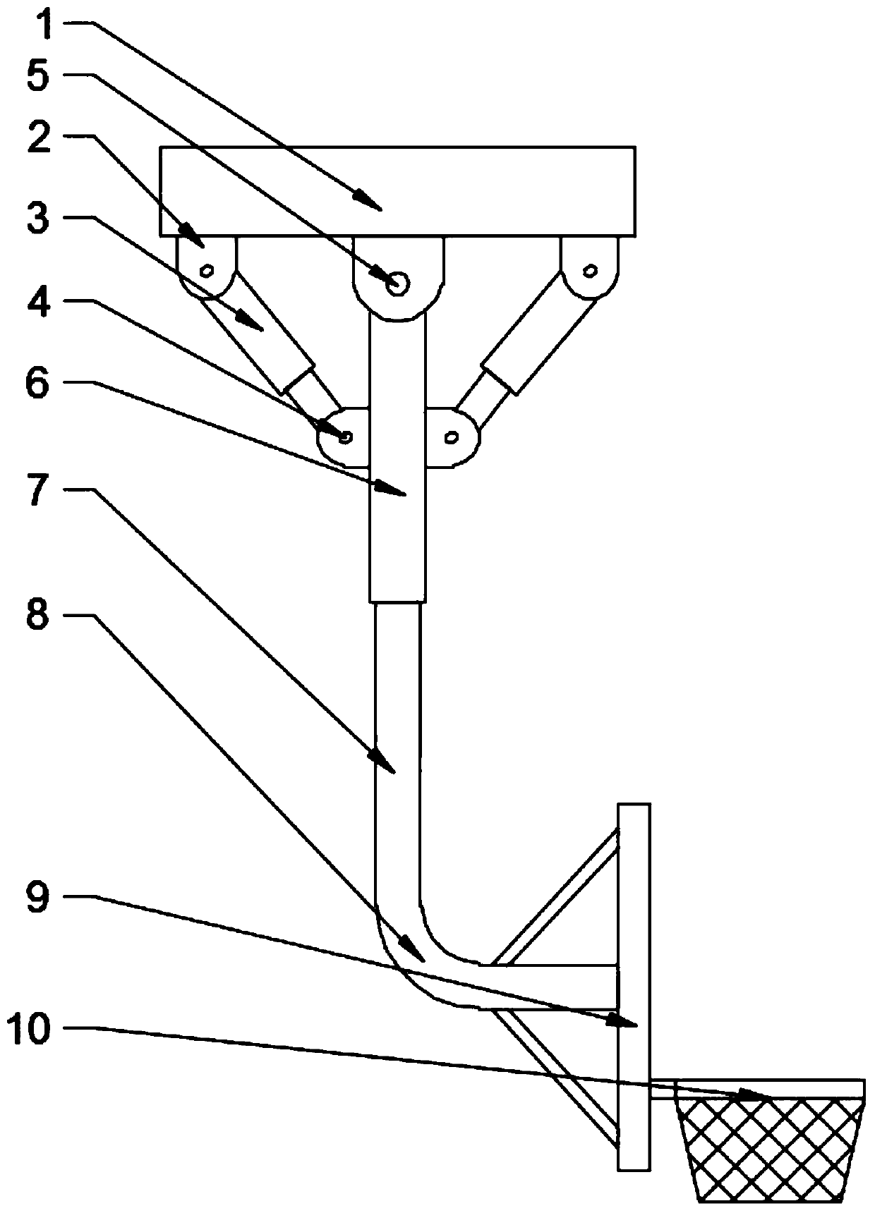 Suspended hydraulic basketball stand