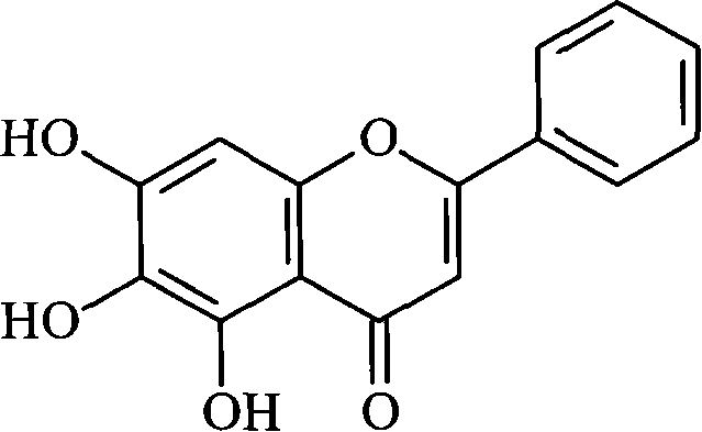 Application of 5,6,7-trihydroxy flavone in the preparing of medicine for restraining bacterium