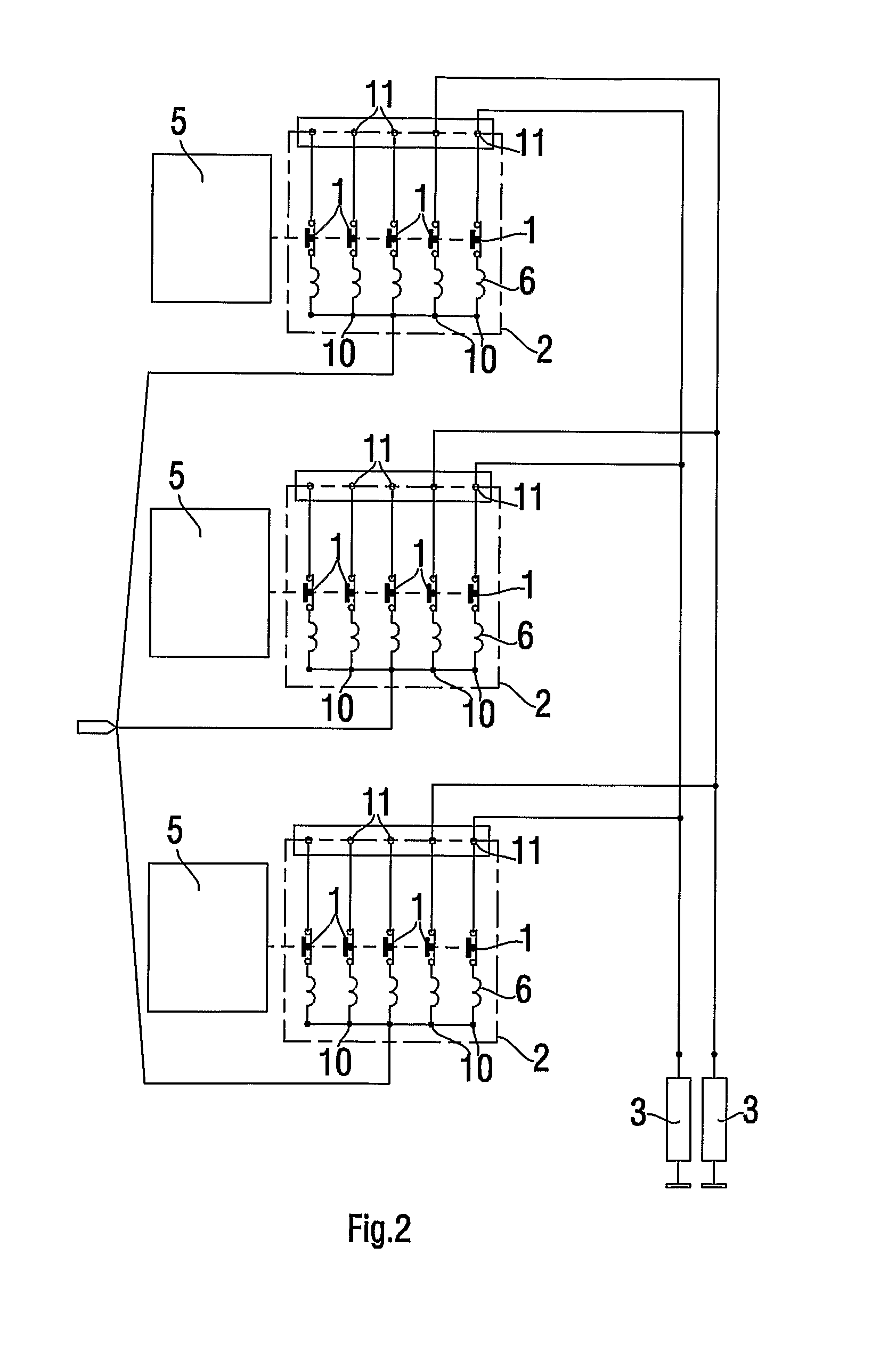 Segmental electronic circuit breaker and installation comprising same