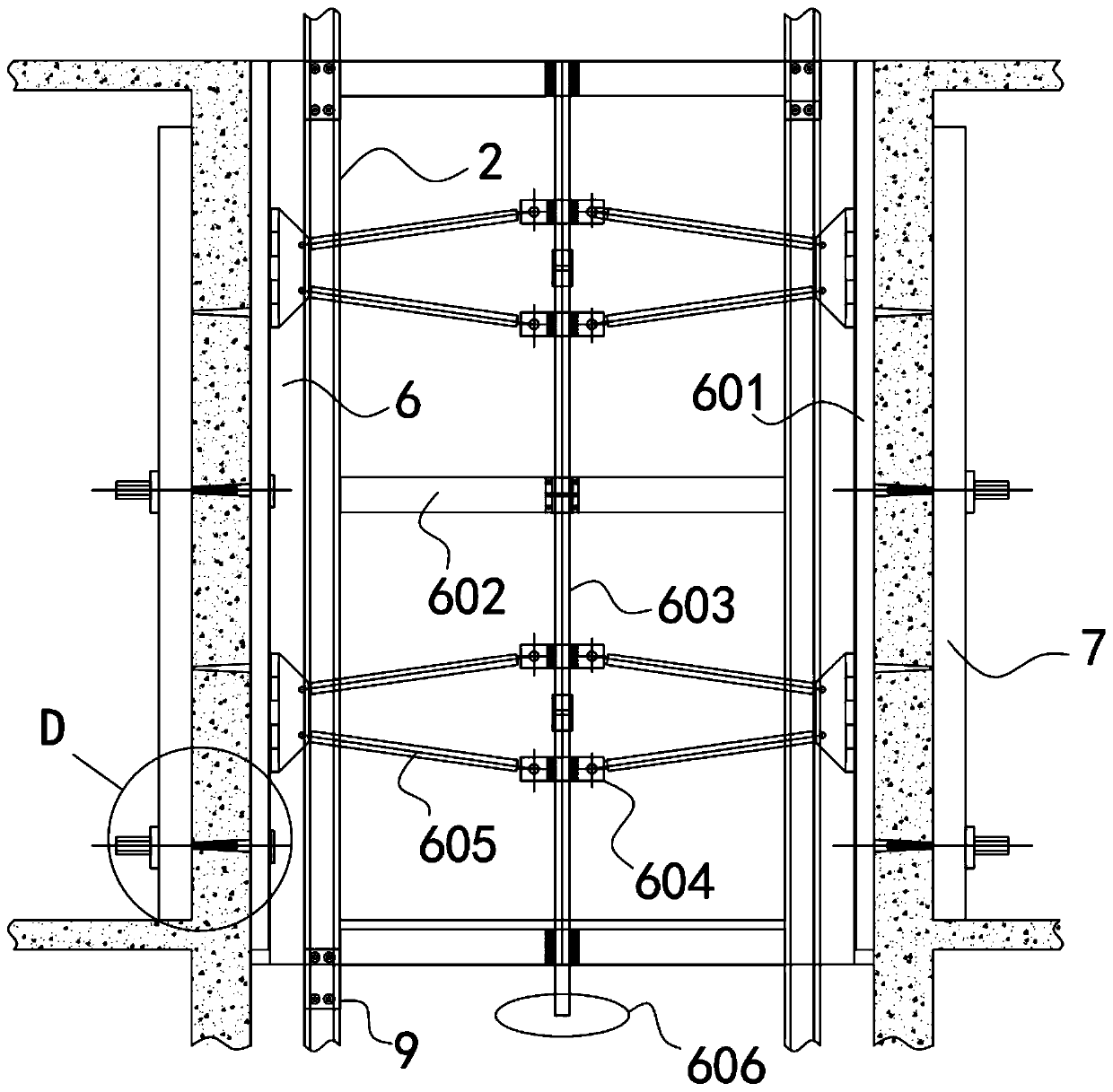 Climbing system for engineering construction well formwork erecting