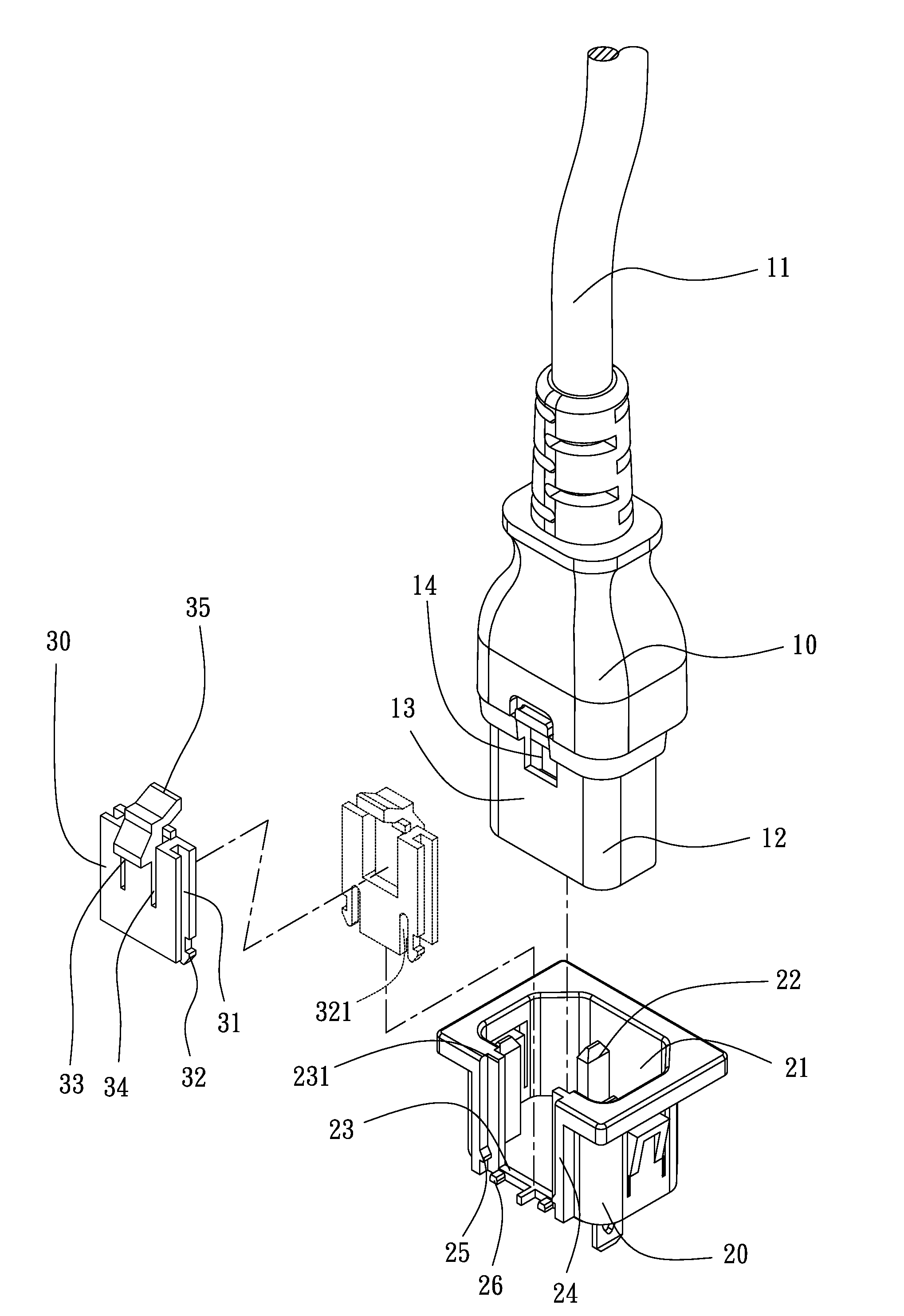 Fastening device of plug-socket combination